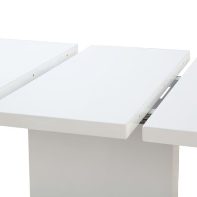 vidaXL Mesa de jantar extensível 180x90x76 cm MDF branco brilhante