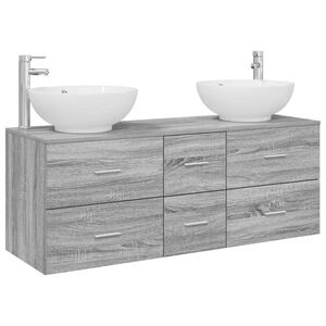 vidaXL Conjunto de M&oacute;veis para Banheiro 3 unid. Sonoma cinzento