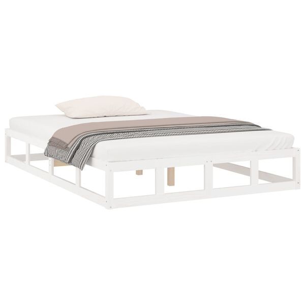 vidaXL Estrutura de cama 200x200 cm pinho maci&ccedil;o branco