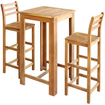 vidaXL Conjunto mesa e cadeiras de bar 3 pcs madeira de acácia maciça