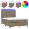 vidaXL Cama box spring colch&atilde;o/LED 140x190cm tecido cinza-acastanhado