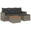 vidaXL 5 pcs conjunto sof&aacute;s de jardim c/ almofad&otilde;es vime PE cinzento