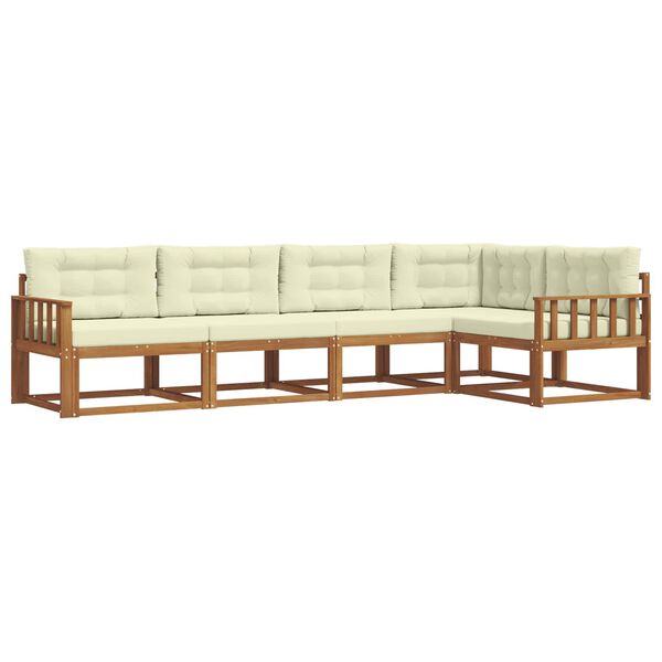 vidaXL Conjunto de Sof&aacute;s para Exterior 5 pcs Natural e Creme