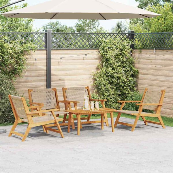 vidaXL Cadeiras de Jardim com Mesa 5 pcs Bege 90 x 45 x 40 cm
