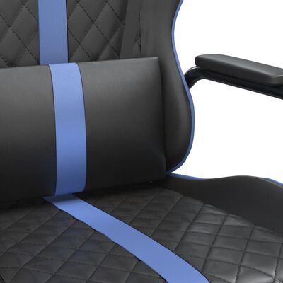 vidaXL Cadeira gaming de massagens couro artificial azul e preto