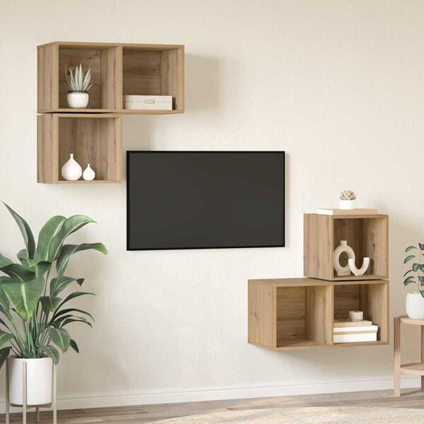vidaXL Conjunto de móvel de TV 4 pcs Carvalho Artesanal