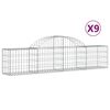 vidaXL Cestos gabi&atilde;o arqueados 9 pcs 200x30x40/60 cm ferro galvanizado
