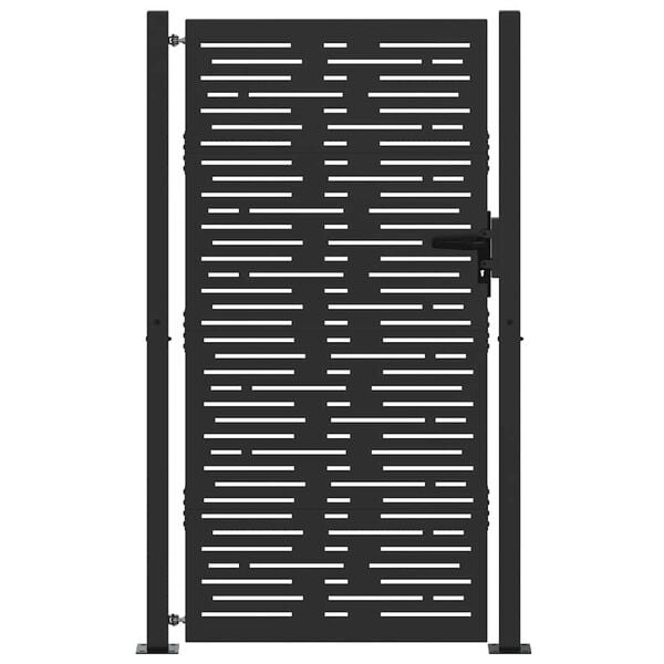 vidaXL Port&atilde;o de jardim 100x175 cm A&ccedil;o Corten Design Quadrado