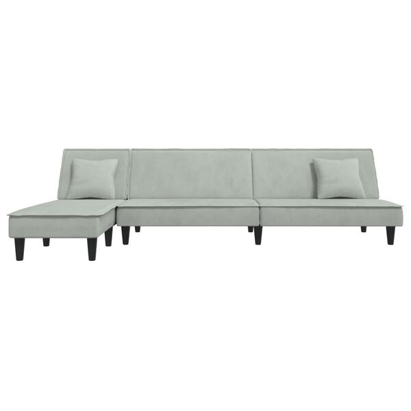 vidaXL Sof&aacute;-cama em forma de L 255x140x70 cm veludo cinzento-claro