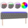 vidaXL Cabeceira de cama c/luzes LED tecido 200x7x78/88cm cinza-escuro