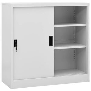 vidaXL Arm&aacute;rio escrit&oacute;rio porta deslizante 90x40x90 cm a&ccedil;o cinza-claro