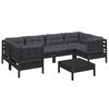 vidaXL 7 pcs conjunto lounge de jardim c/ almofadões pinho preto