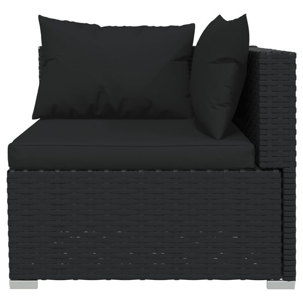 vidaXL 11 pcs conjunto lounge de jardim c/ almofad&otilde;es vime PE preto