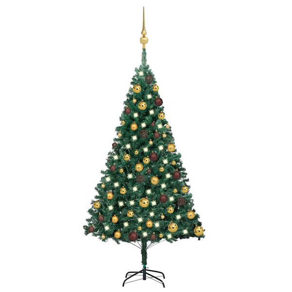 vidaXL &Aacute;rvore Natal artificial pr&eacute;-iluminada c/ bolas 120 cm PVC verde