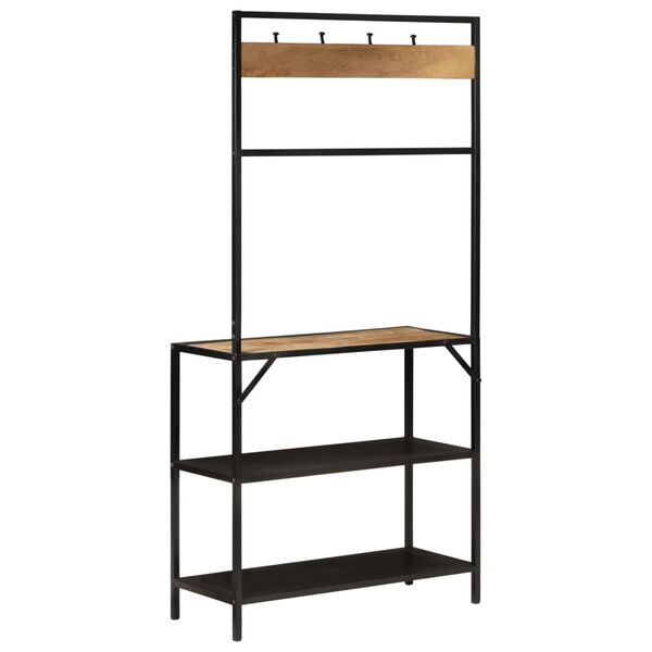 vidaXL Bengaleiro 90x35x180 cm madeira de mangueira maciça e ferro