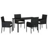 vidaXL Conjunto de Jantar para Jardim 5 unid. Preto vime PE