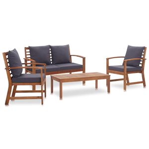 vidaXL 4 pcs conjunto lounge de jardim c/ almofad&otilde;es ac&aacute;cia maci&ccedil;a