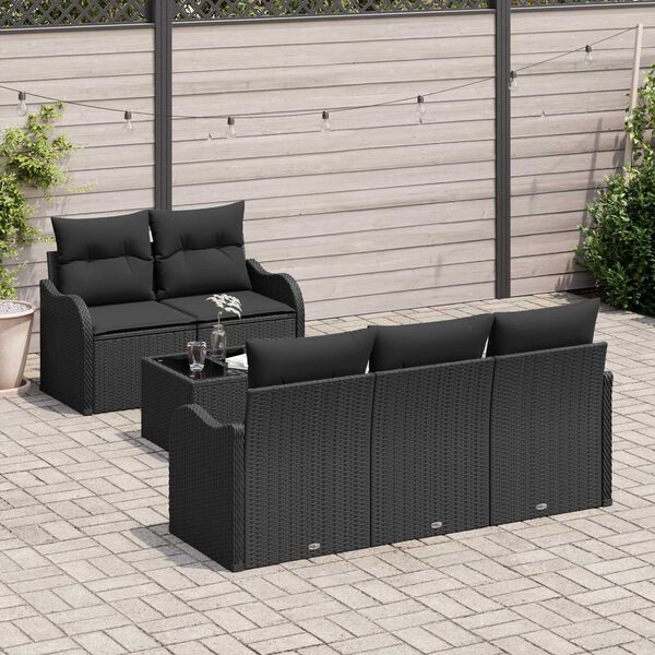 vidaXL Conjunto de Sof&aacute; de Jardim Preto vime PE
