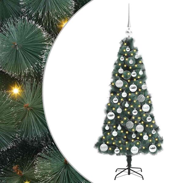 vidaXL &Aacute;rvore de Natal Artificial Pr&eacute;-iluminada com Conjunto de Bolas