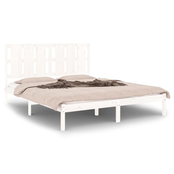 vidaXL Estrutura de cama 160x200 cm madeira de pinho maciça branco