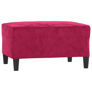 vidaXL Apoio de p&eacute;s 70x55x41 cm veludo vermelho tinto