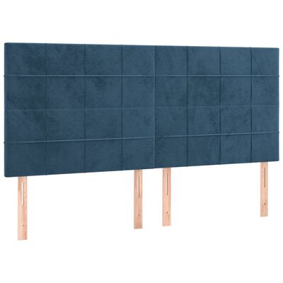 vidaXL Cama box spring c/ colchão/LED 180x200 cm veludo azul-escuro