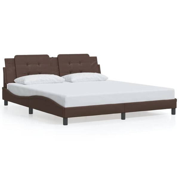vidaXL Estrutura de cama sem colch&atilde;o Zadar 180x200cm couro artificial castanho