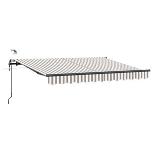 vidaXL Toldo retr&aacute;til Cinza Claro e Branco 450 &times; 300 cm Poli&eacute;ster