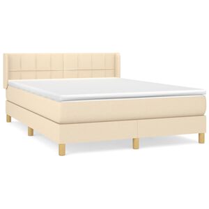 vidaXL Cama com molas/colch&atilde;o 140x190 cm tecido cor creme
