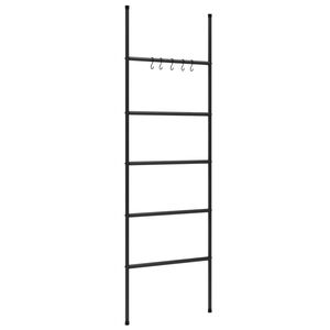 vidaXL Toalheiro Escada com 5 N&iacute;veis Preto 58x175 cm Ferro