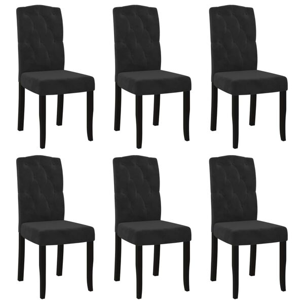 vidaXL Cadeiras de jantar 6 pcs veludo preto