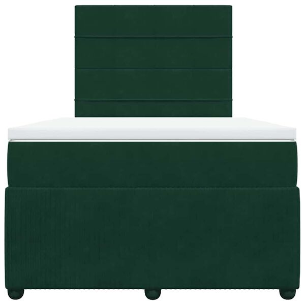 vidaXL Cama boxspring com colch&atilde;o 120x200 cm veludo verde-escuro
