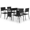 vidaXL 5 pcs conjunto de jantar para jardim vime PE preto