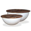 vidaXL Conj. mesas centro 2 pcs madeira reciclada branco forma tigela