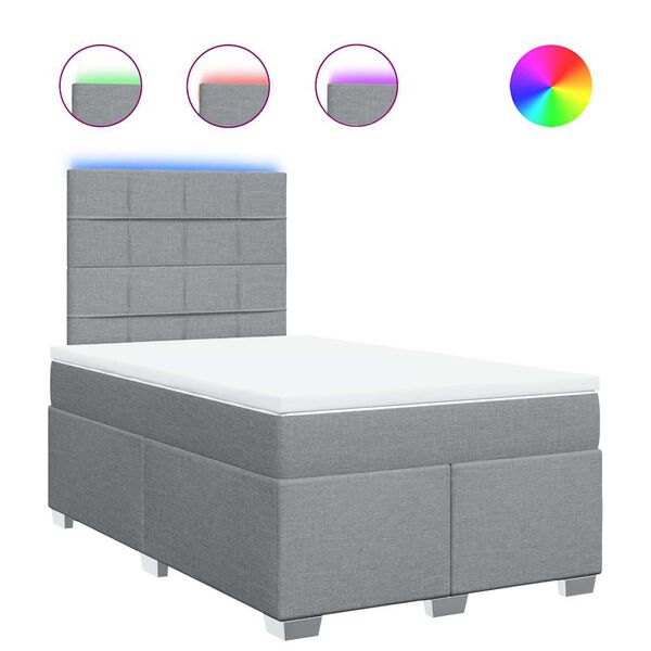 vidaXL Cama com molas/colch&atilde;o 120x200 cm tecido cinza-claro