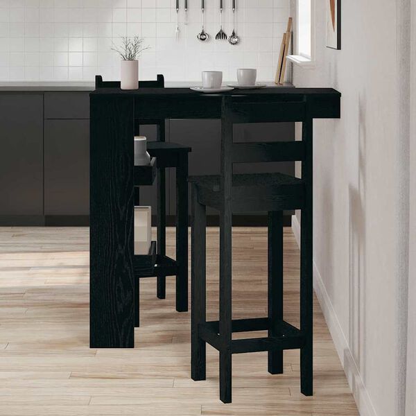 vidaXL Mesa de Bar de Parede Carvalho Preto 102 x 45 x 103,5 cm