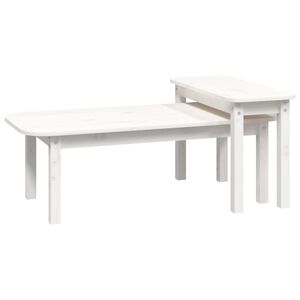 vidaXL 2 pcs conjunto de mesas de centro pinho maci&ccedil;o branco