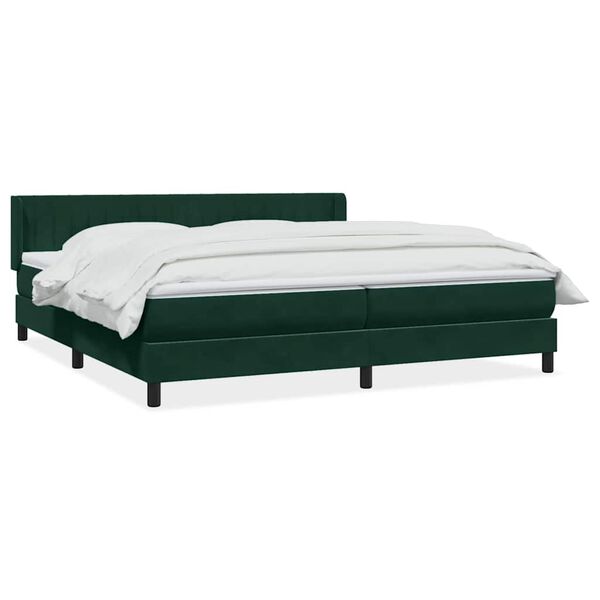 vidaXL Cama com molas/colch&atilde;o 180x220 cm veludo verde-escuro