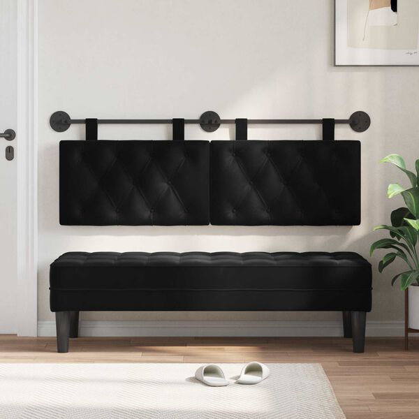 vidaXL Cabeceira Suspensa Preto 150 x 55 x 7 cm Veludo