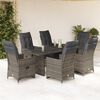 vidaXL 7 pcs conjunto bistr&ocirc; de jardim c/ almofad&otilde;es vime PE cinza