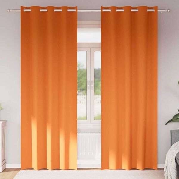 vidaXL Cortinas Blackout com Argolas 2 pcs Laranja Brilhante