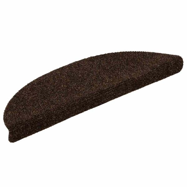 vidaXL Tapetes de escada autoadesivos 30 pe&ccedil;as 56x17x3 cm marrom meia-lua