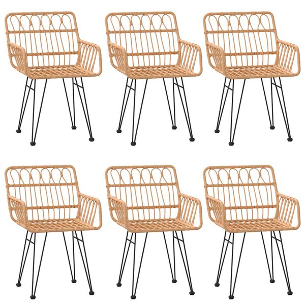 vidaXL 7 pcs conjunto de jantar para jardim vime PE