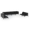 vidaXL 8 pcs conj. lounge jardim c/ almofad&otilde;es vime PE cinzento-escuro