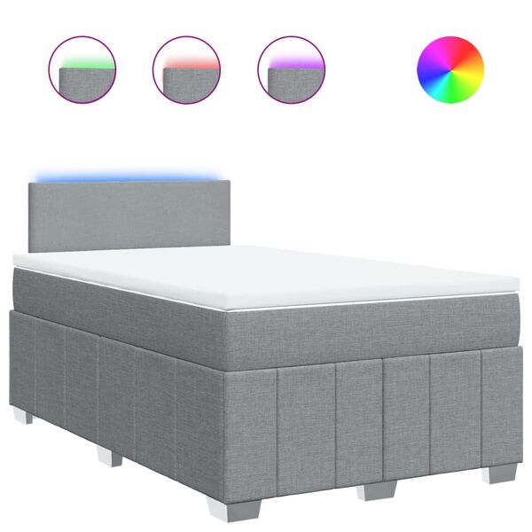 vidaXL Cama boxspring com colchão 120x190 cm tecido cinzento-claro