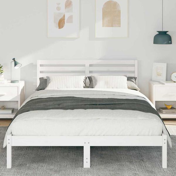 vidaXL Estrutura da Cama com cabeceira Branco 140 x 220 cm