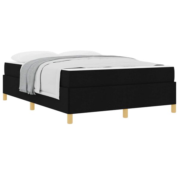 vidaXL Estrutura da Cama com colch&atilde;o Preto 140 x 190 cm tecido