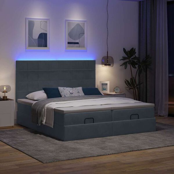 vidaXL Estrutura cama otomana colch&otilde;es 160x200 cm cinzento escuro