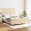 vidaXL Estrutura de cama sem colchão 140x190 cm tecido cor creme