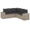 vidaXL 5 pcs conj. sof&aacute;s jardim c/ almofad&otilde;es vime PE cinzento-claro